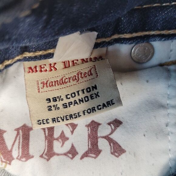 25 MEK OAXACA DISTRESSED BOOT FLARE WIDE miss me buckle  embroidered JEANS - Picture 11 of 16